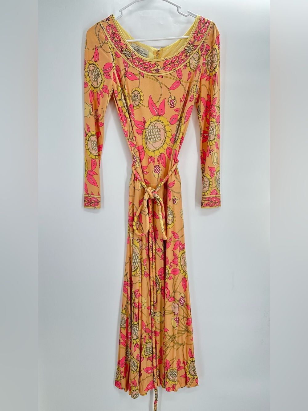 Vintage Emilio Pucci for Saks Fifth Avenue Silk Jersey Floral Tie Waist Dress